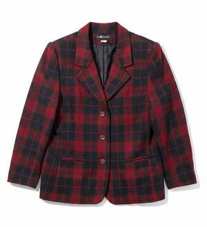Sag Harbor Plaid Blazer Jacket Womens 16 Red Black Lined Pockets Button